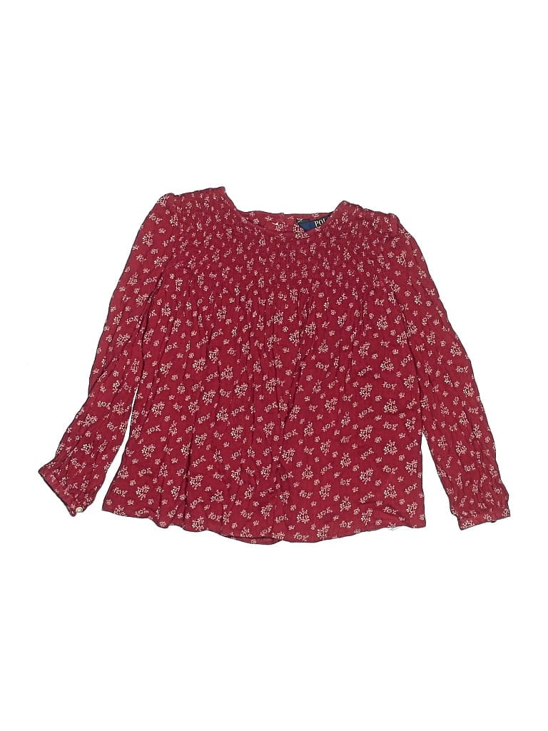 Pre-owned Polo By Ralph Lauren Kids' Long Sleeve Blouse In Burgundy