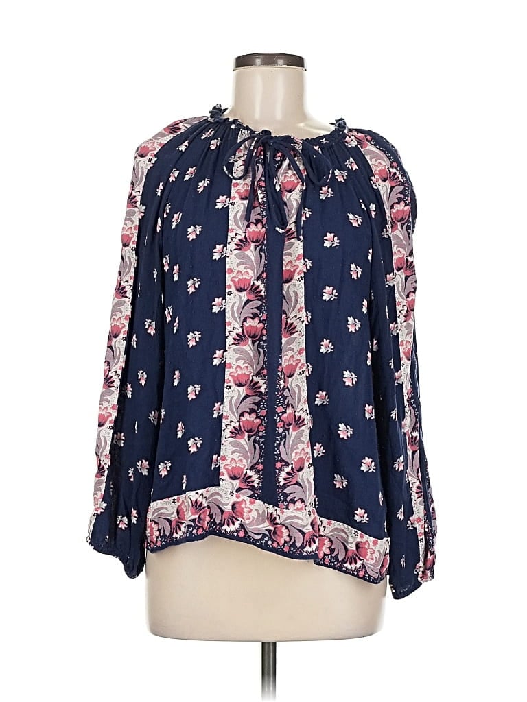 Pre-owned Lucky Brand 3/4 Sleeve Blouse In Blue