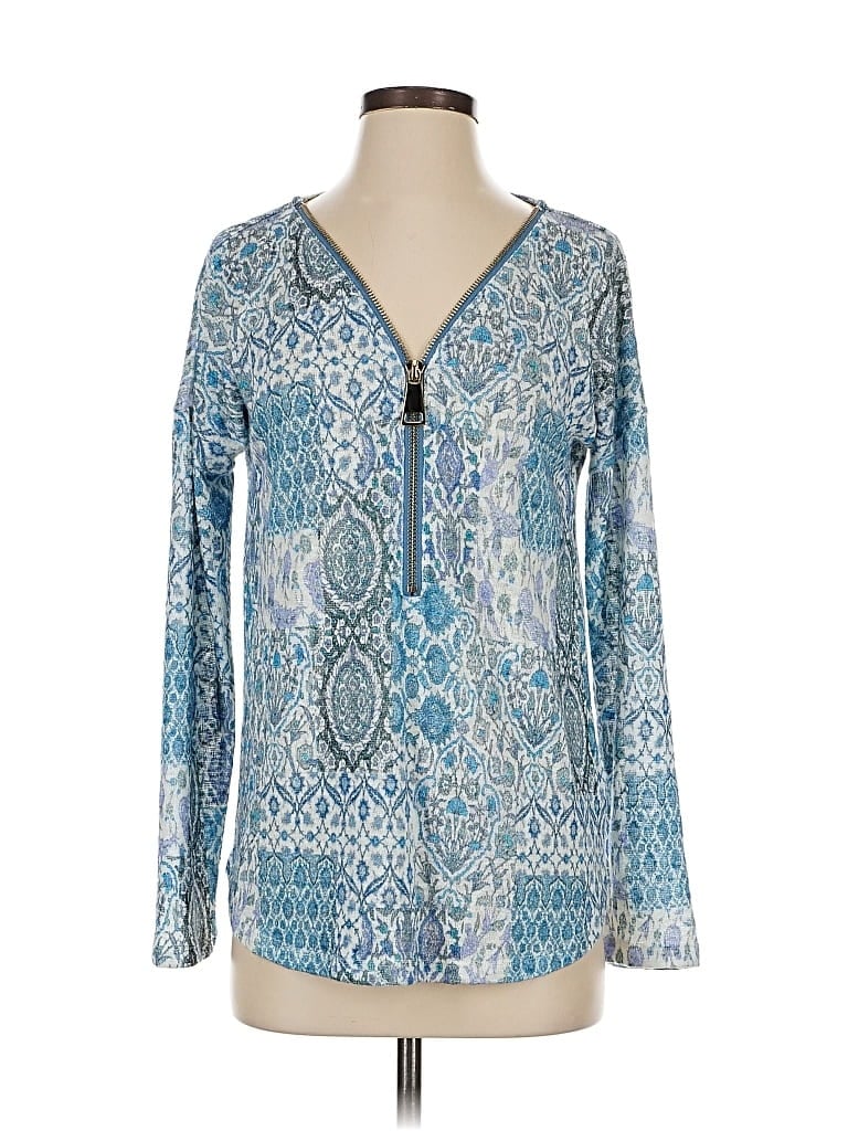 Pre-owned Soft Surroundings Long Sleeve Blouse In Blue