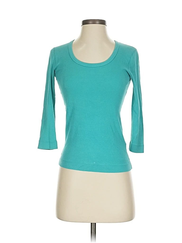 Pre-owned Three Dots 3/4 Sleeve T-shirt In Blue