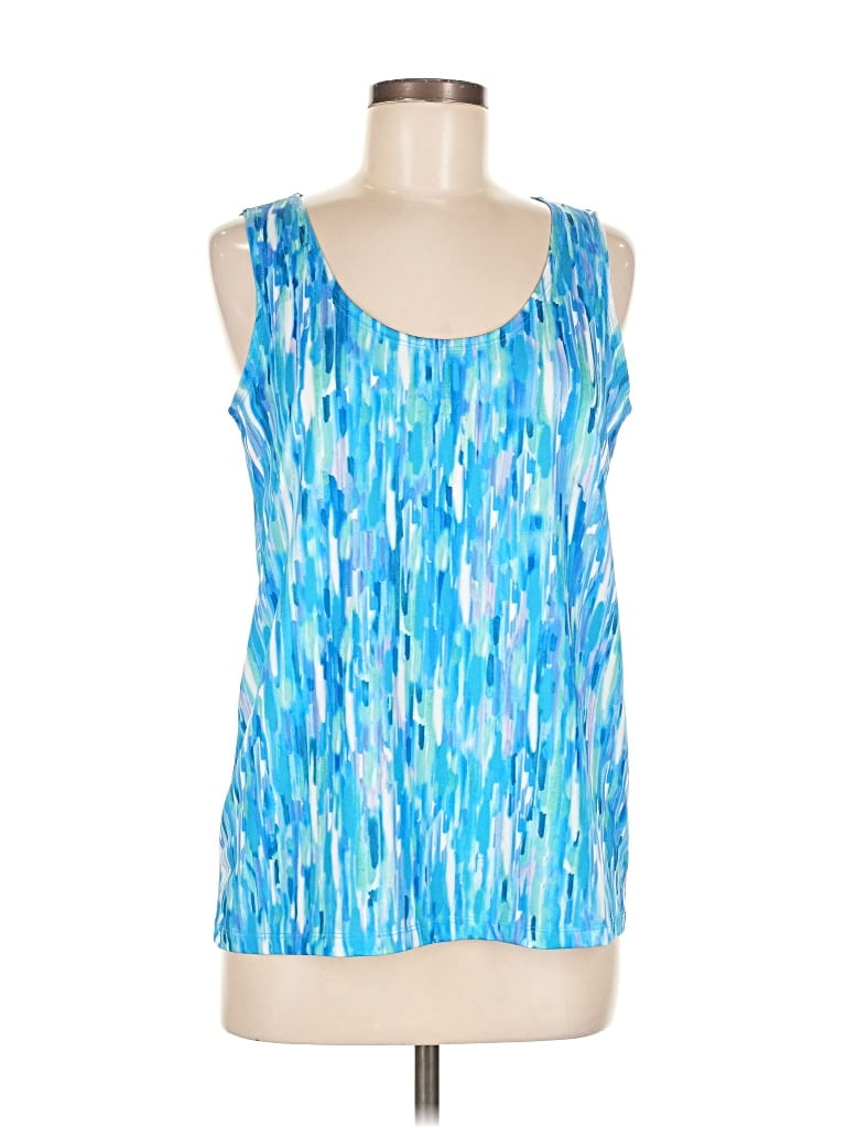Pre-owned Slinky Brand Tank Top Blue Square Neckline Tops