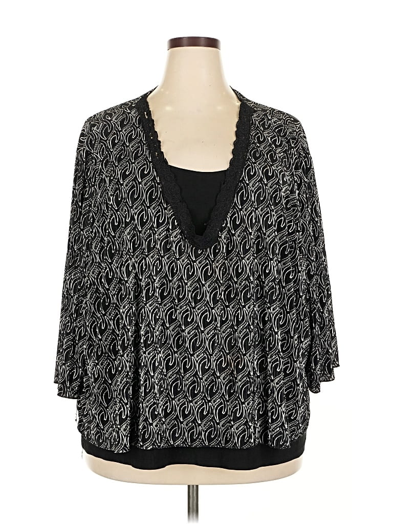 Pre-owned Lane Bryant 3/4 Sleeve T-shirt In Black