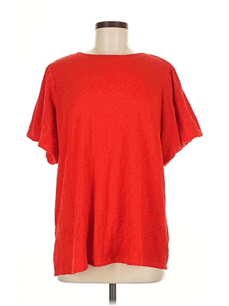 Pre-owned Lc Lauren Conrad Short Sleeve Top Red Crew Neck Tops