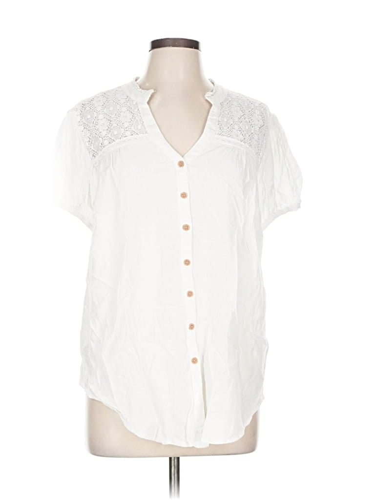 Pre-owned Torrid Short Sleeve Blouse In White