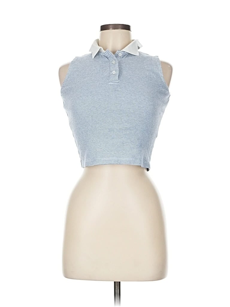 Pre-owned Brandy Melville Tank Top Blue Collared Neckline Tops