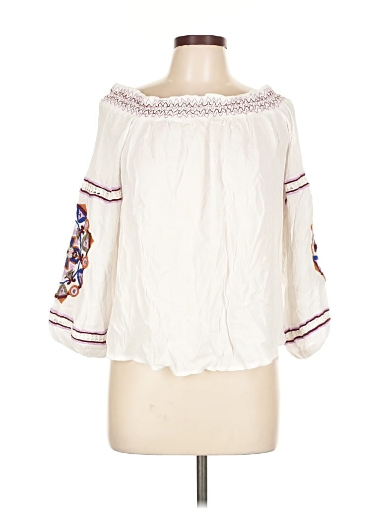 Pre-owned Inc International Concepts 3/4 Sleeve T-shirt In White