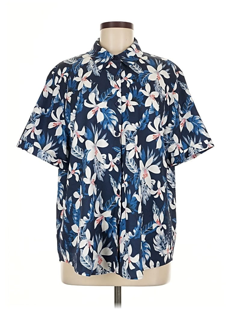 Pre-owned Unbranded Short Sleeve Blouse In Blue