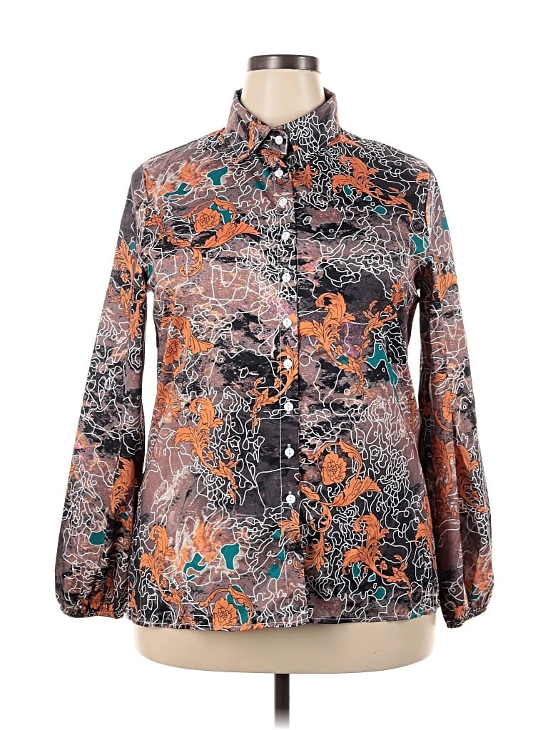 Pre-owned Unbranded Long Sleeve Blouse In Orange