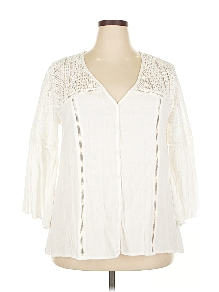 Pre-owned Unbranded 3/4 Sleeve Blouse In White