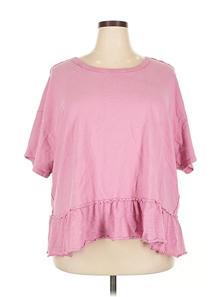 Pre-owned Torrid Short Sleeve Top Pink Boatneck Tops