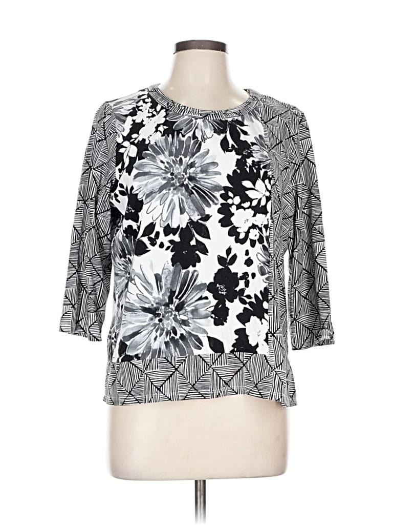 Pre-owned Alfred Dunner 3/4 Sleeve T-shirt In Silver