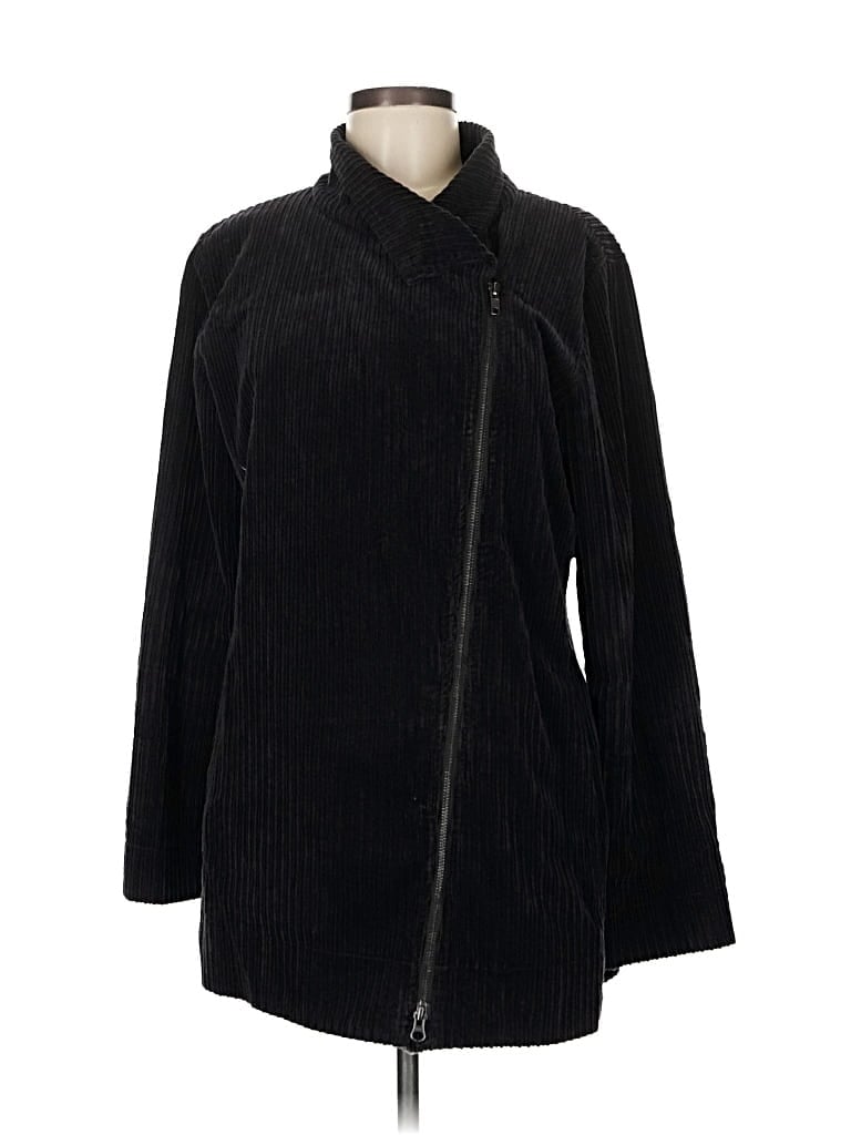 Pre-owned Eileen Fisher Coat In Black