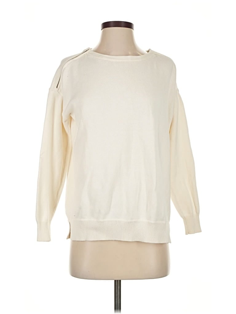 Pre-owned J.crew Factory Store Pullover Sweater In White