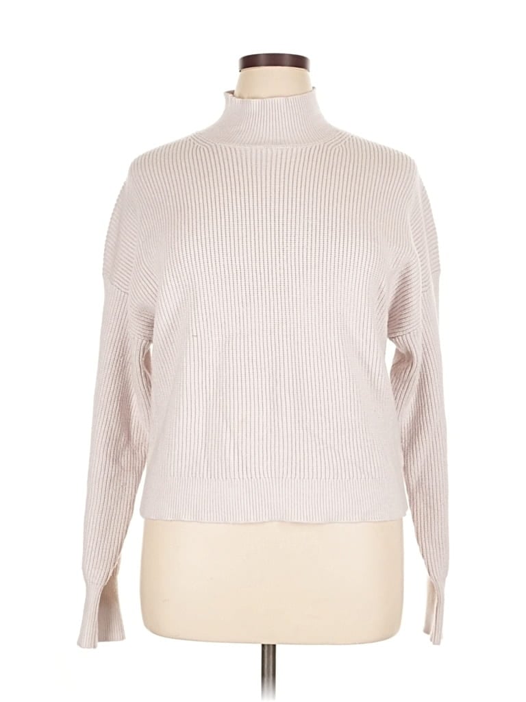 Pre-owned Truth By Republic Turtleneck Sweater In White
