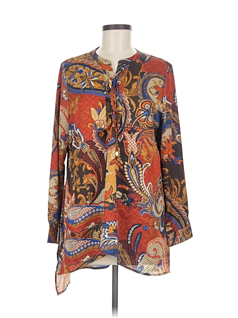 Pre-owned Chico's Long Sleeve Blouse In Orange