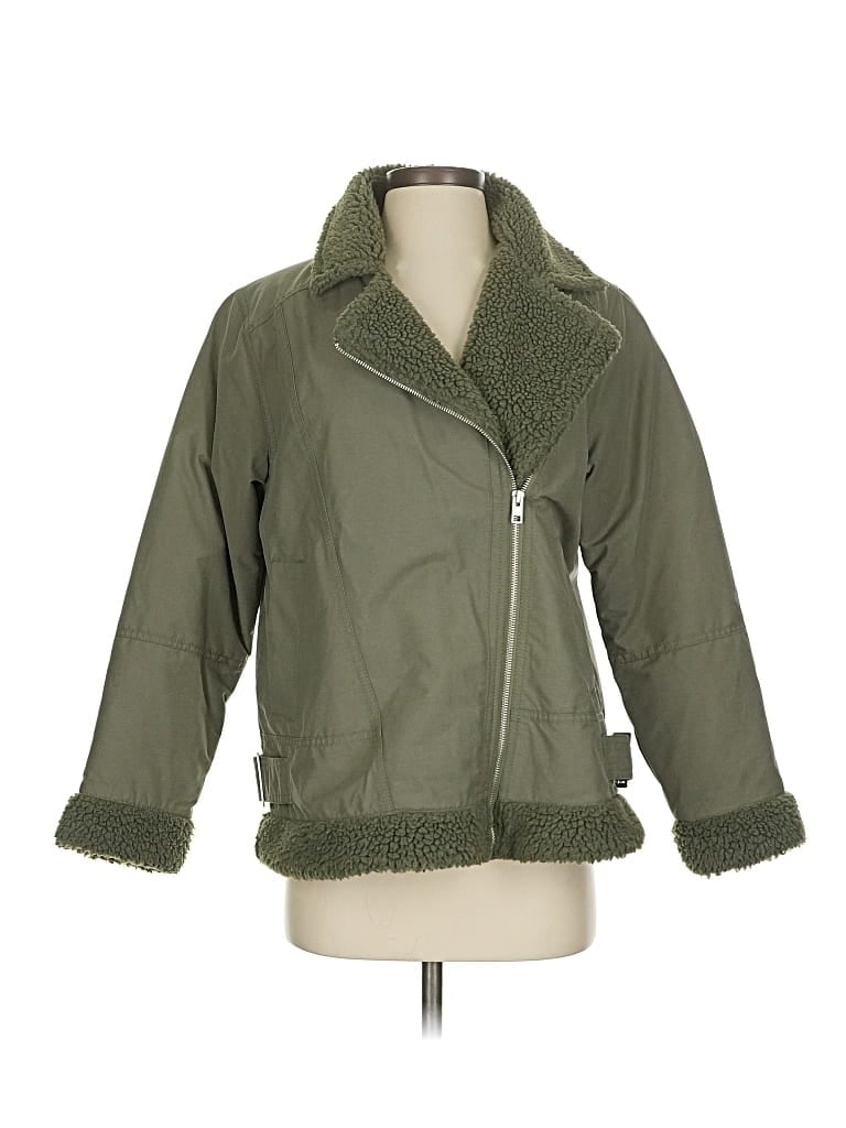 Pre-owned Old Navy Faux Fur Jacket In Green