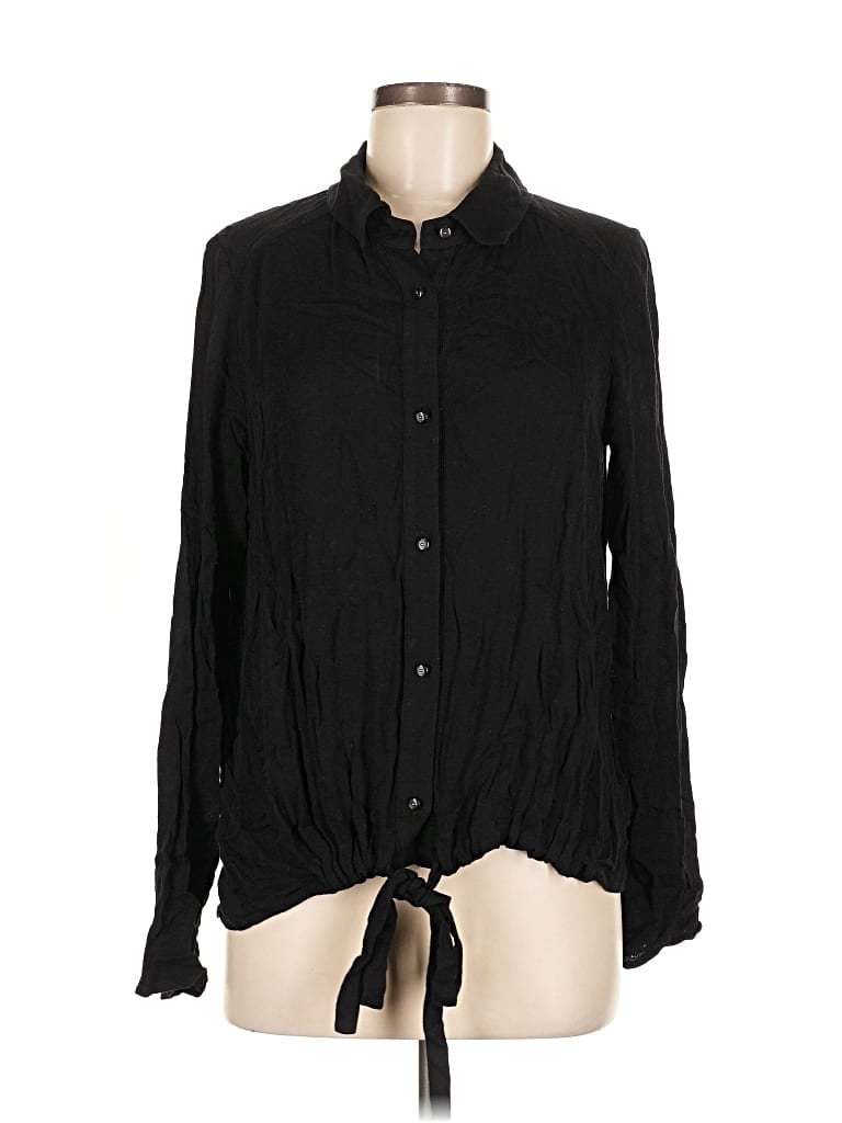 Pre-owned Ella Moss Long Sleeve Blouse In Black