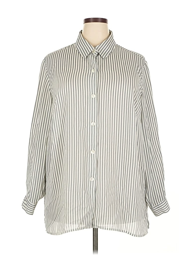 Pre-owned Chaus Long Sleeve Blouse In Silver