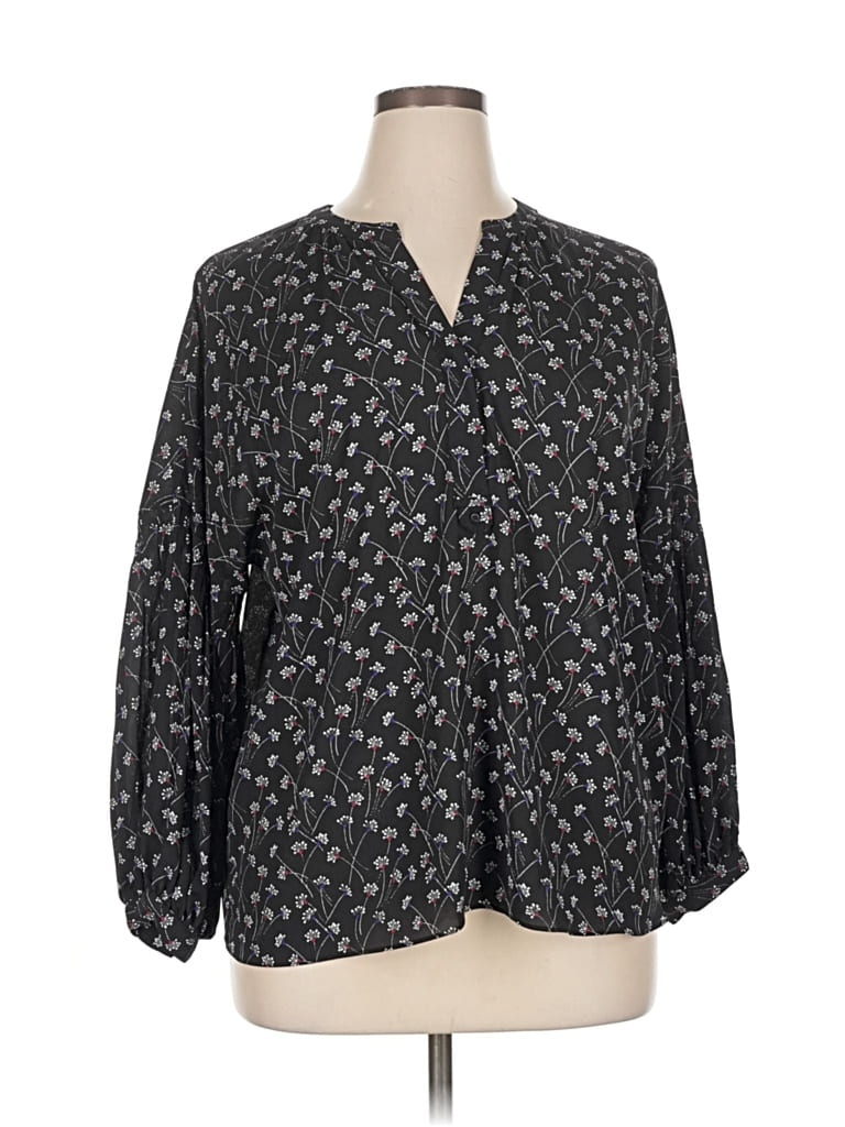 Pre-owned Maison Jules 3/4 Sleeve Blouse In Black