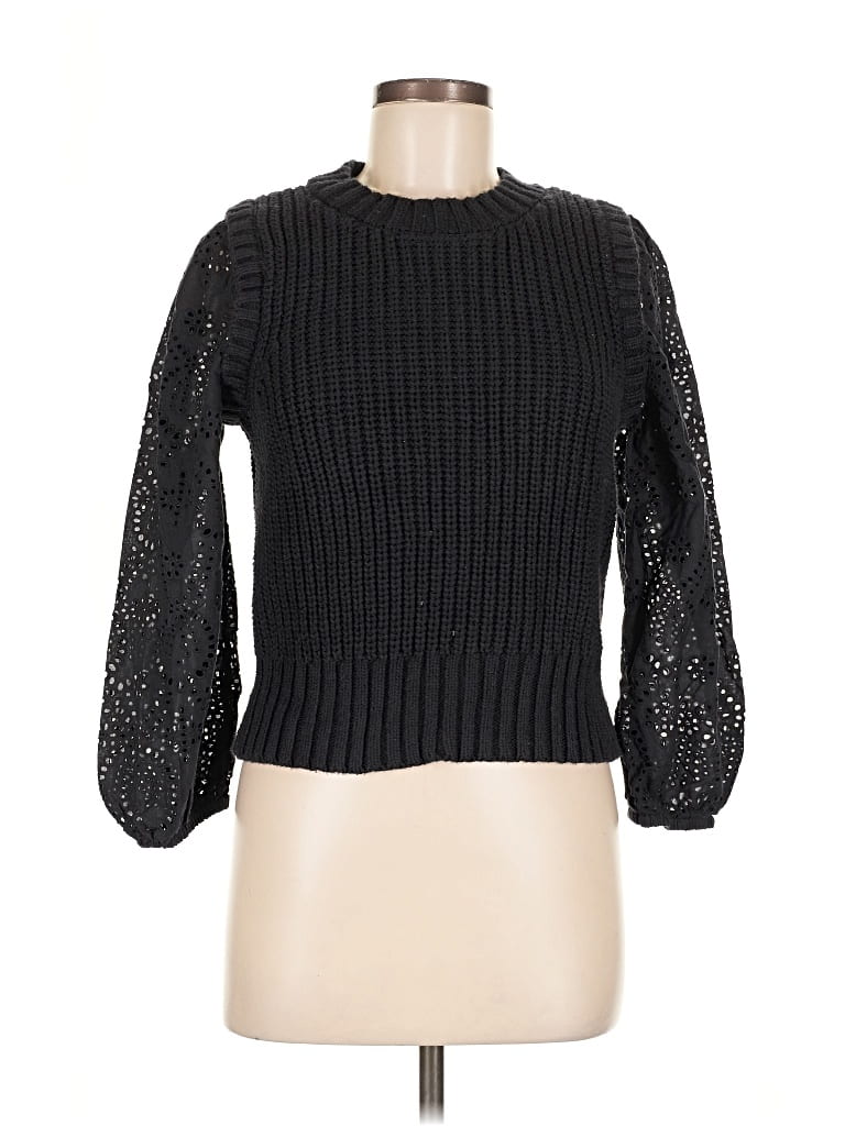 Pre-owned Rails 3/4 Sleeve Top Black Boatneck Tops