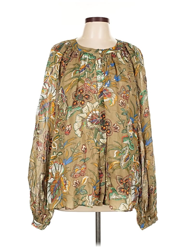 Pre-owned Banana Republic Long Sleeve Blouse In Gold