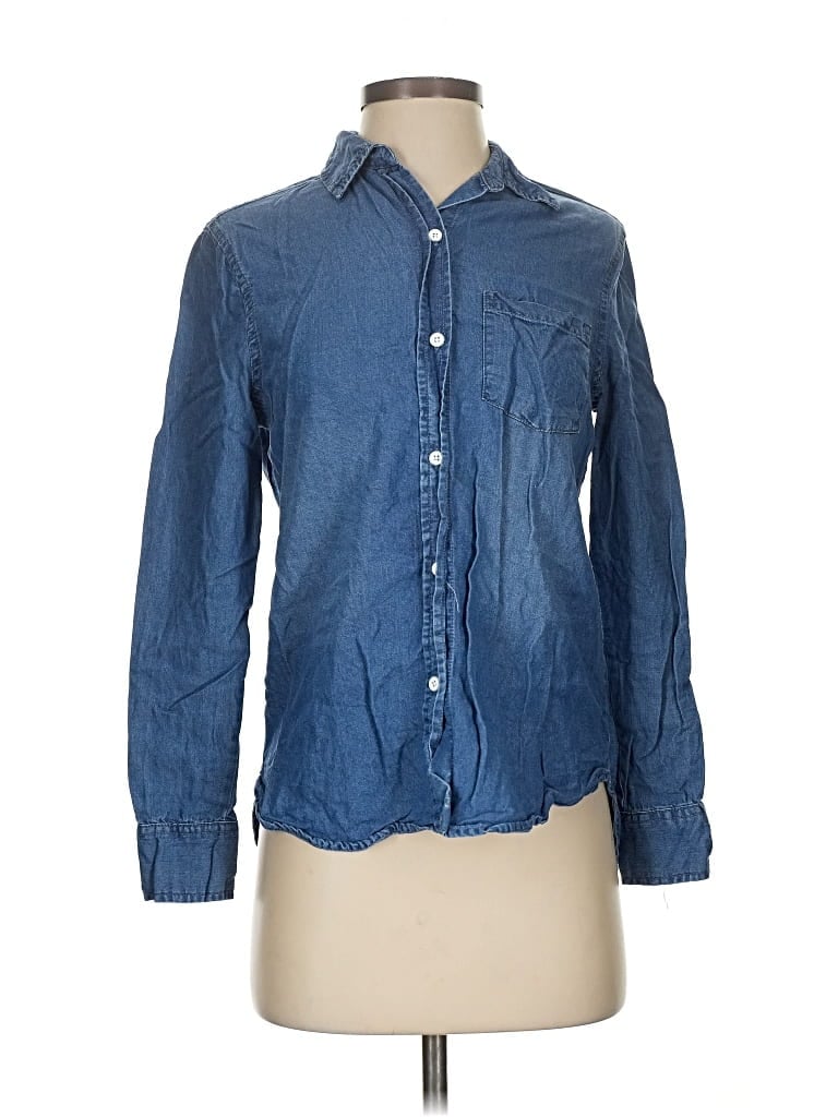 Pre-owned Lola River Long Sleeve Button Down Shirt In Blue