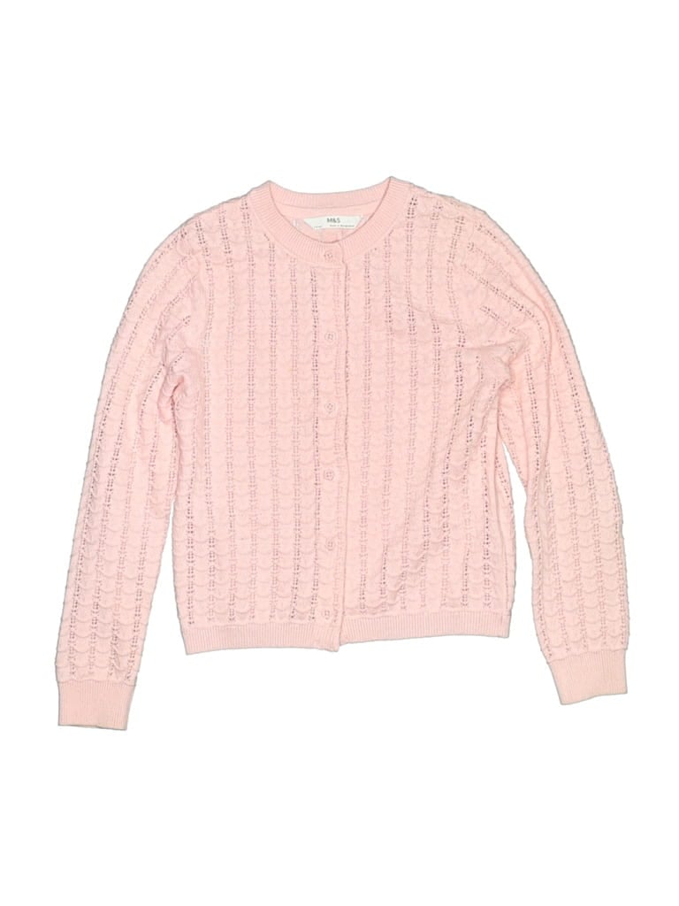 Pre-owned M&s Kids' Cardigan Sweater In Pink