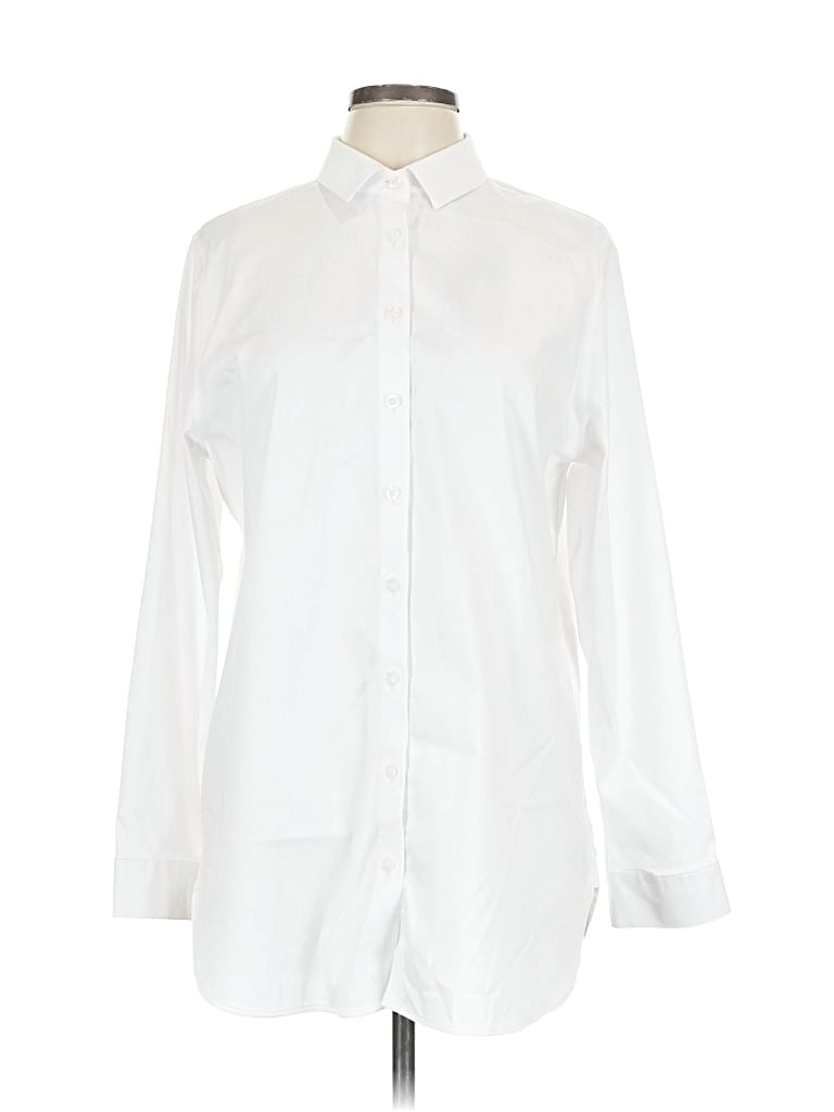 Pre-owned Chico's Long Sleeve Button Down Shirt In White