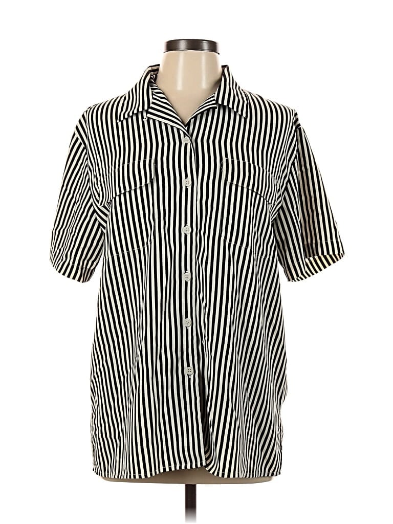 Pre-owned Anne Carson Short Sleeve Blouse In Black