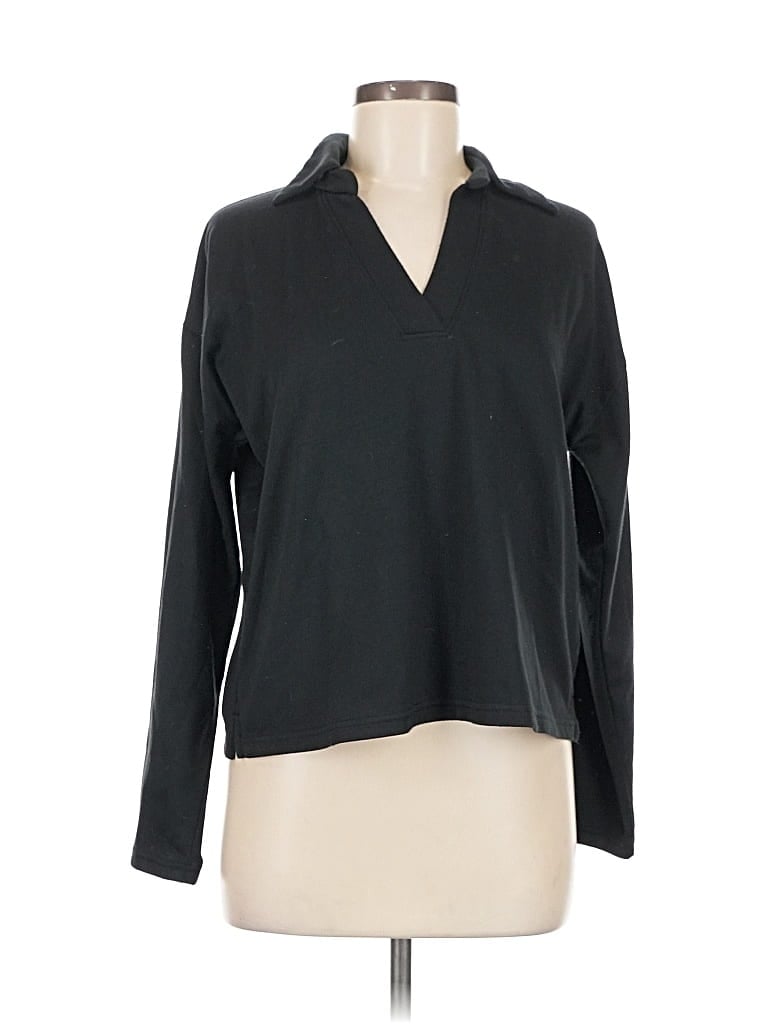 Pre-owned J.crew Factory Store Long Sleeve Polo Shirt In Black