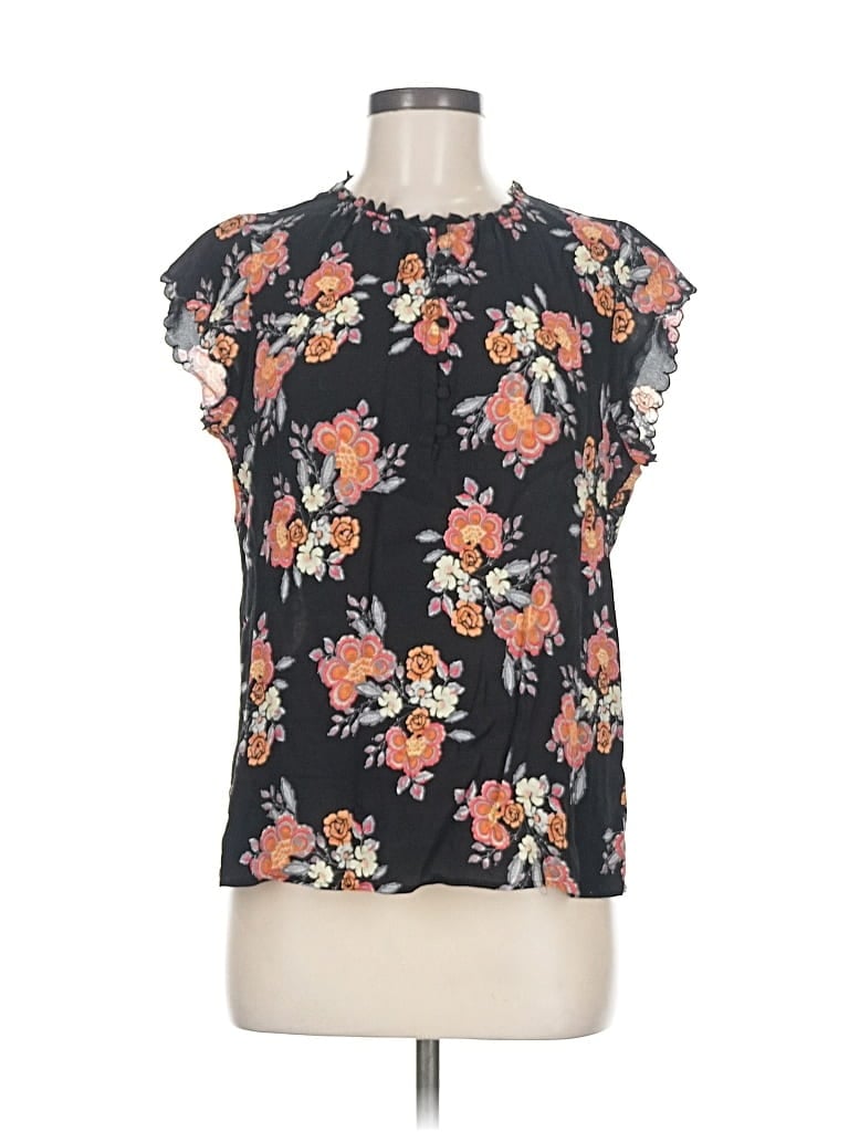 Pre-owned Daniel Rainn Short Sleeve Blouse In Black