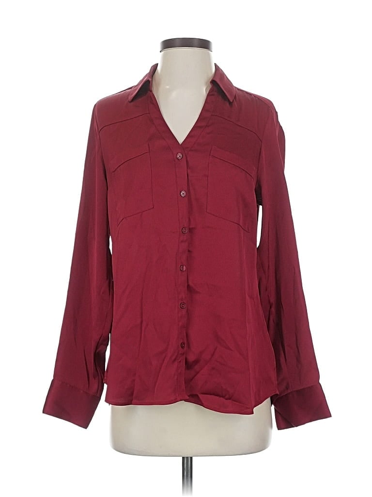Pre-owned Express 3/4 Sleeve Blouse In Burgundy