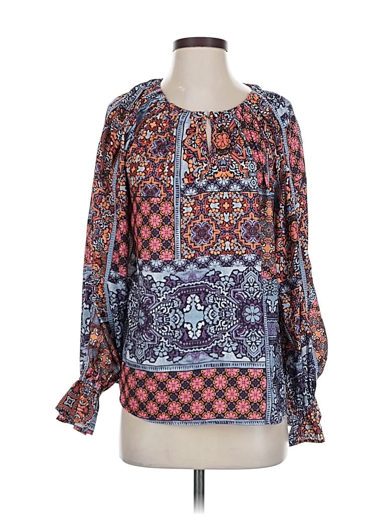 Pre-owned Democracy Long Sleeve Blouse In Blue