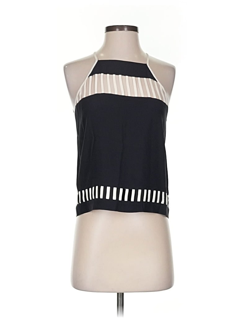 Pre-owned Parker Sleeveless Silk Top Black Halter Neckline Tops