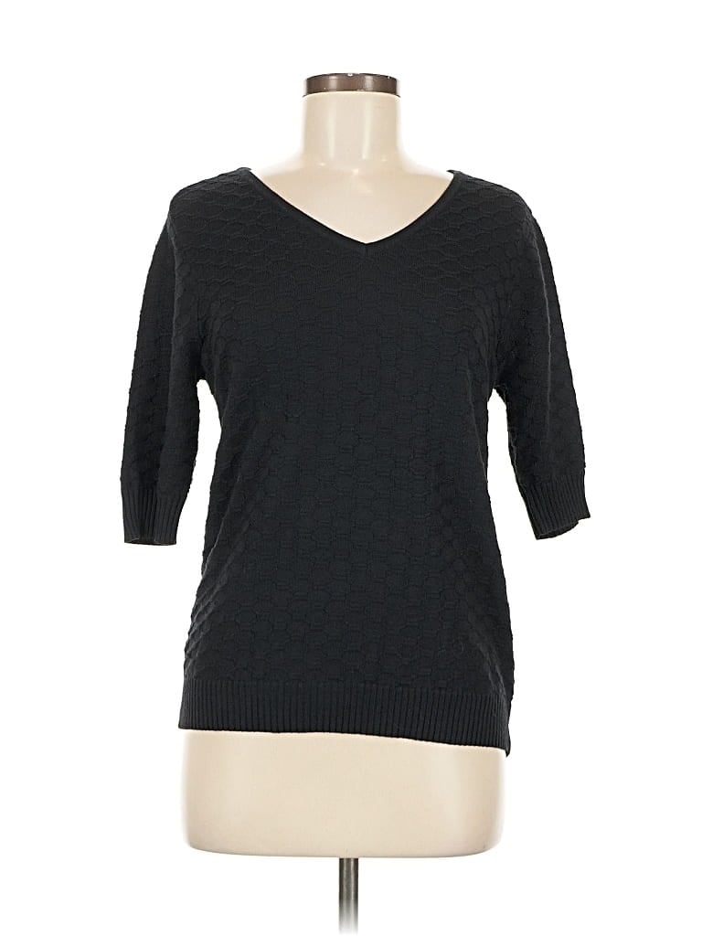 Pre-owned Ella Moss 3/4 Sleeve Top Black V Neck Tops