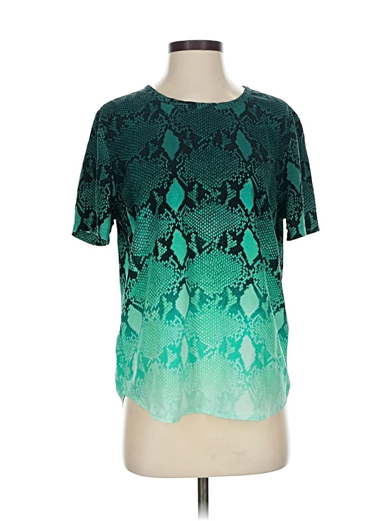 Pre-owned Equipment Short Sleeve Top Green Scoop Neck Tops