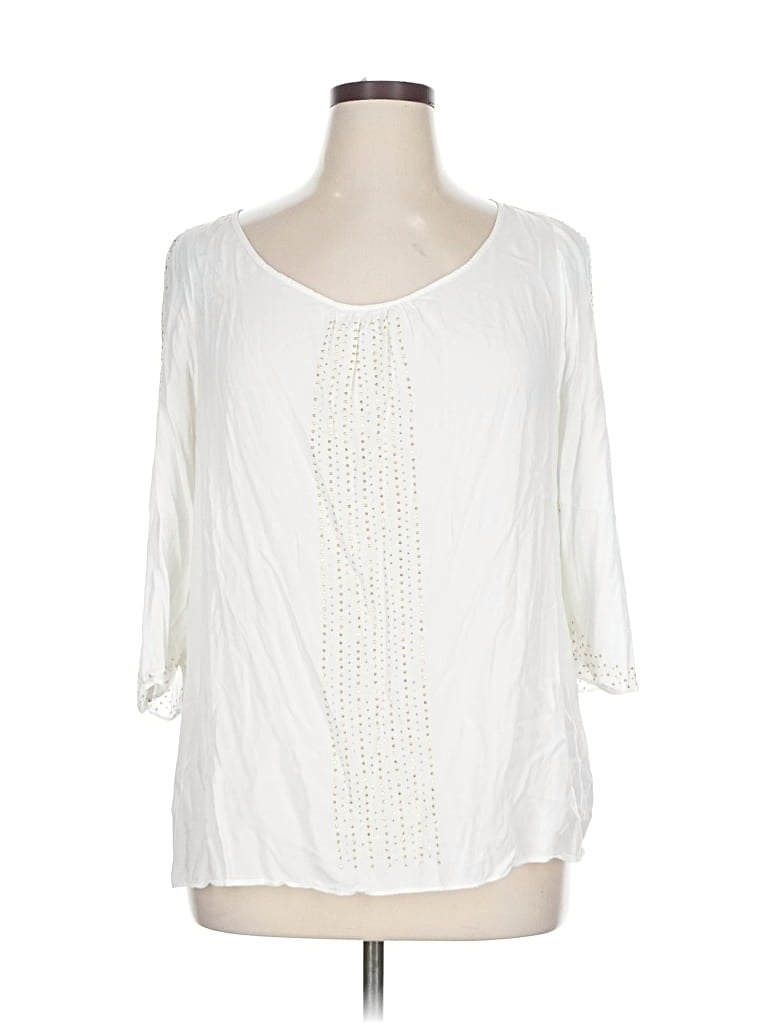 Pre-owned Jennifer Lopez 3/4 Sleeve Blouse In White