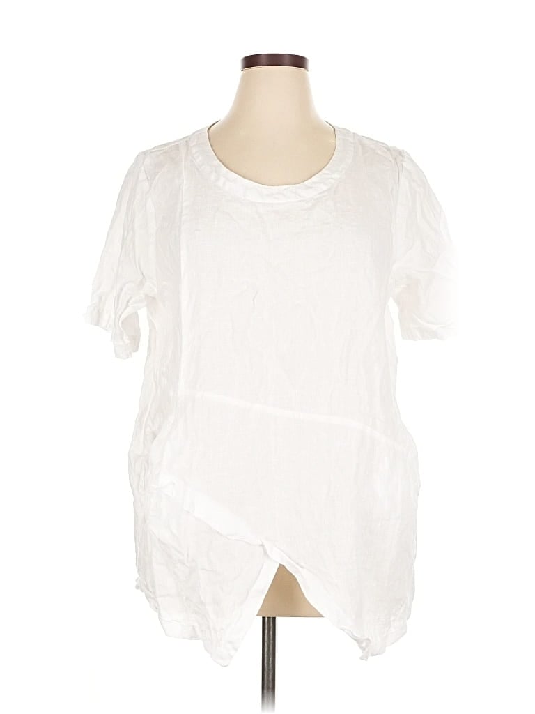 Pre-owned Coldwater Creek Short Sleeve Blouse In White