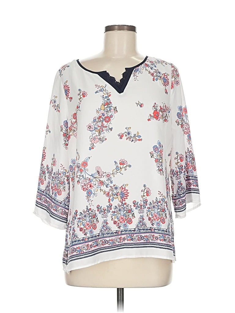 Pre-owned Skies Are Blue 3/4 Sleeve Blouse In White