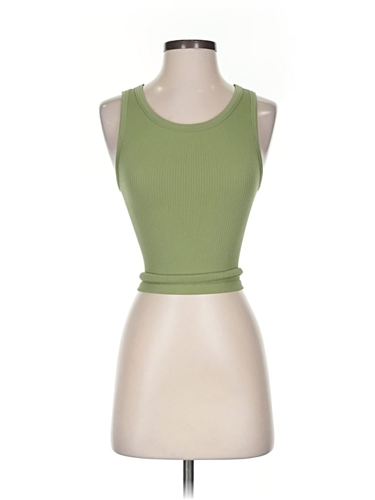 Pre-owned Sunday Best Tank Top Green Solid Pattern Scoop Neck Tops