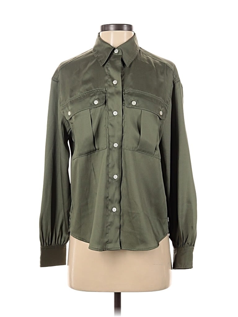 Pre-owned Banana Republic Factory Store Long Sleeve Blouse In Green