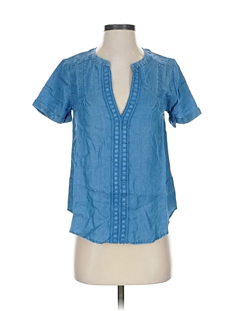 Blu Pepper Short Sleeve Blouse In Blue