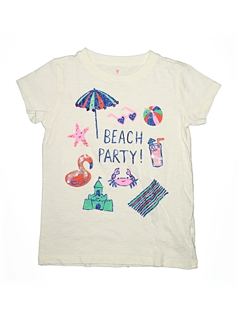 Pre-owned Crewcuts Kids' Short Sleeve T-shirt In White