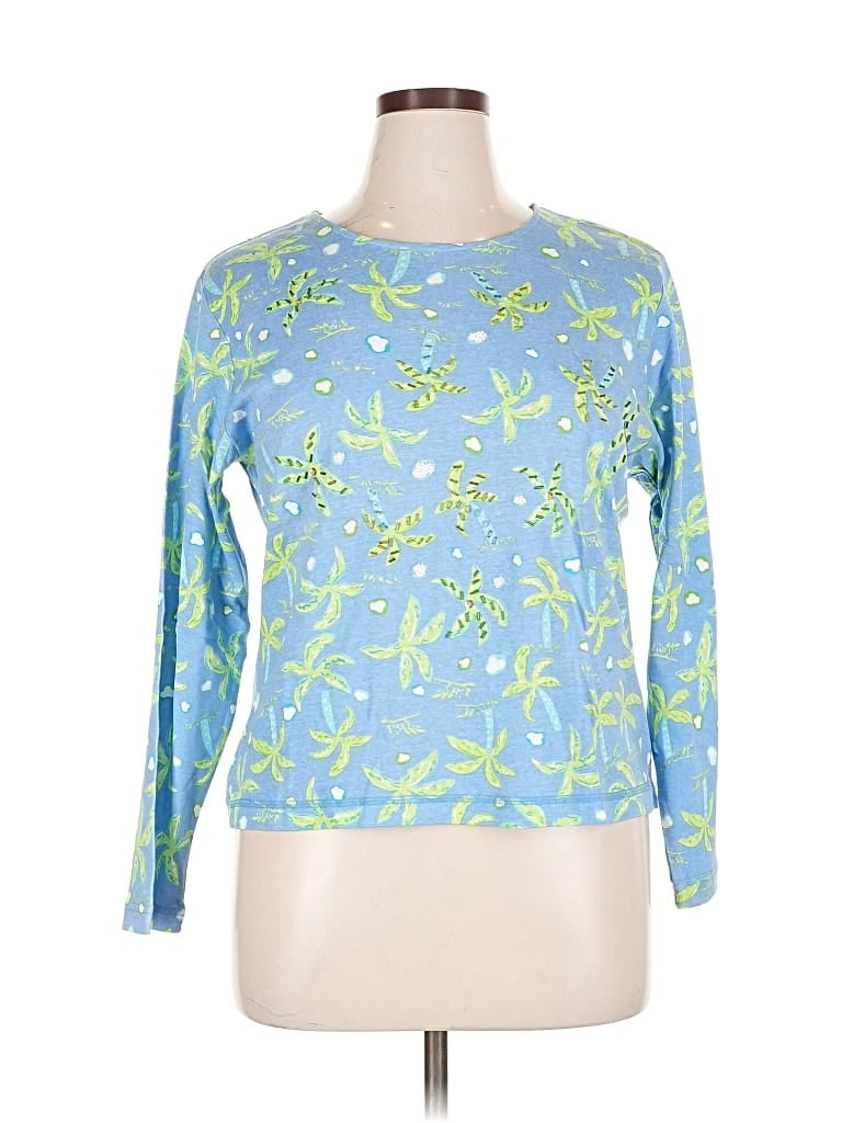 Pre-owned Anthony's Resort Wear Long Sleeve Top Blue Boatneck Tops