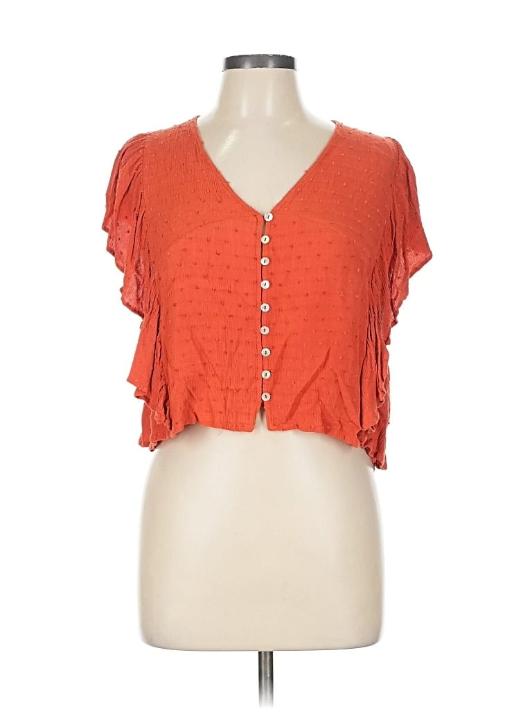 Pre-owned In-loom Short Sleeve Blouse In Orange