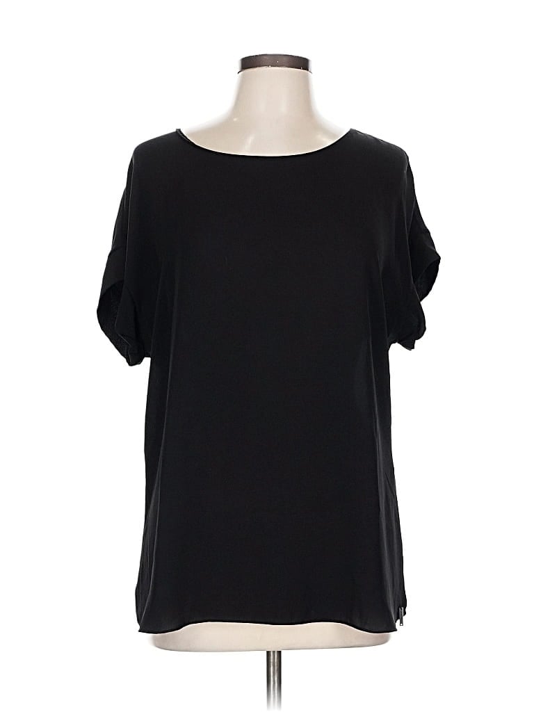 Pre-owned Tahari Short Sleeve Blouse In Black