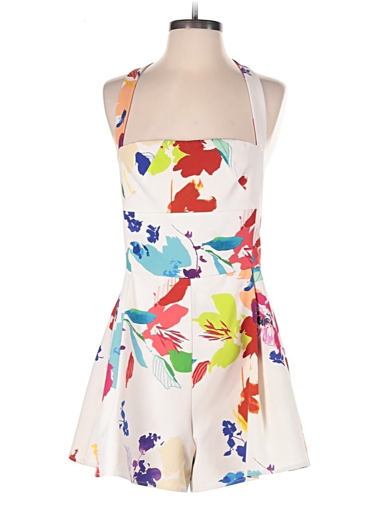 Pre-owned Black Halo Romper In White