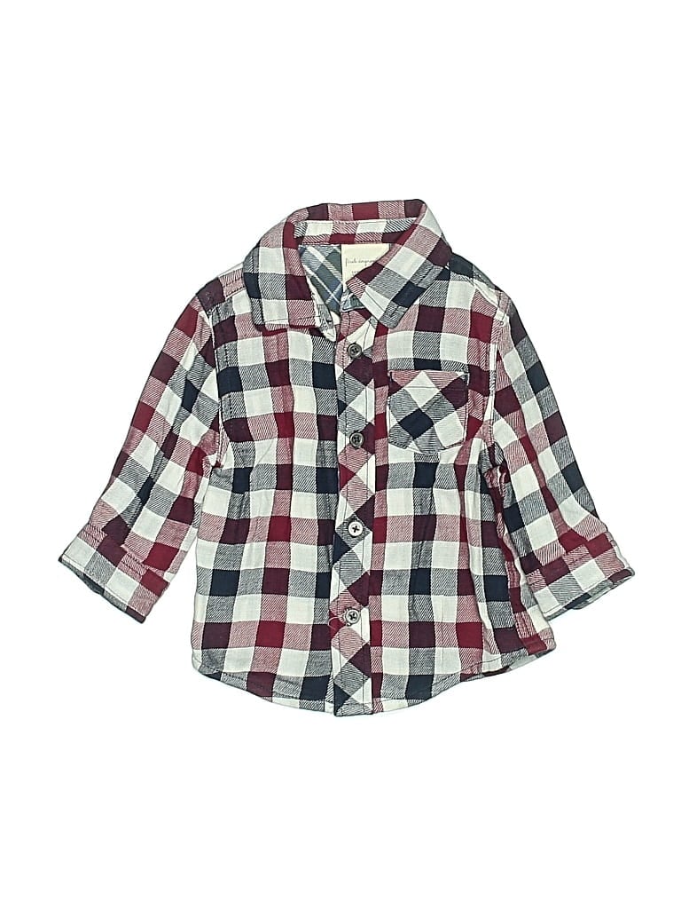 Pre-owned First Impressions Babies' Long Sleeve Button Down Shirt In Burgundy