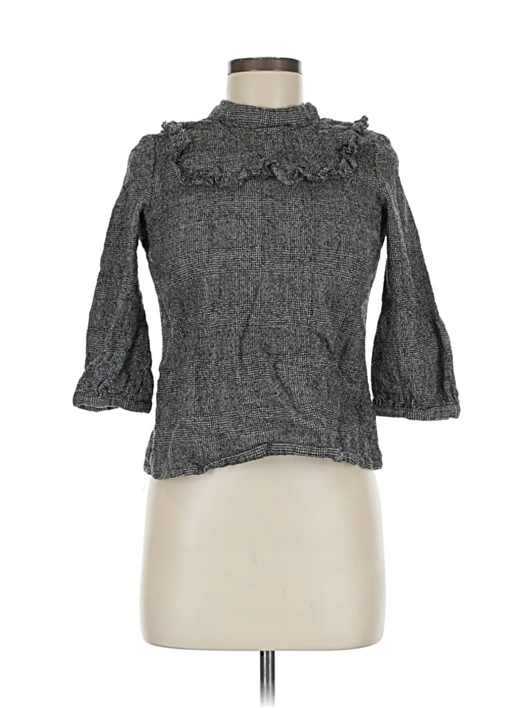Pre-owned Amour Vert 3/4 Sleeve Blouse In Gray