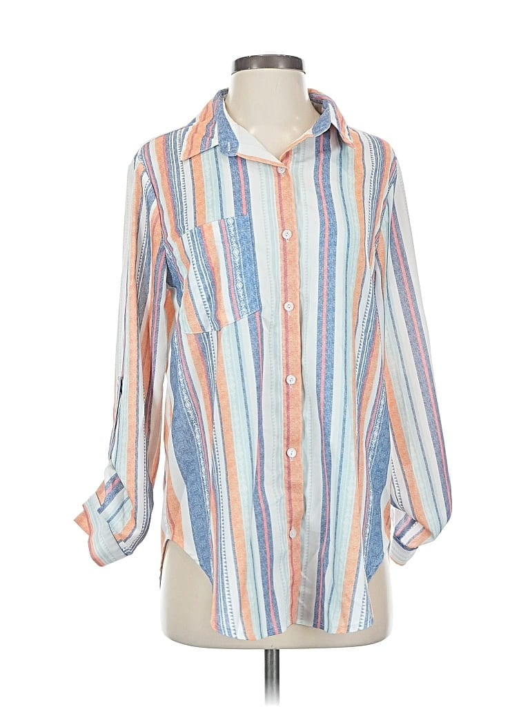 Pre-owned Unbranded 3/4 Sleeve Blouse In Blue